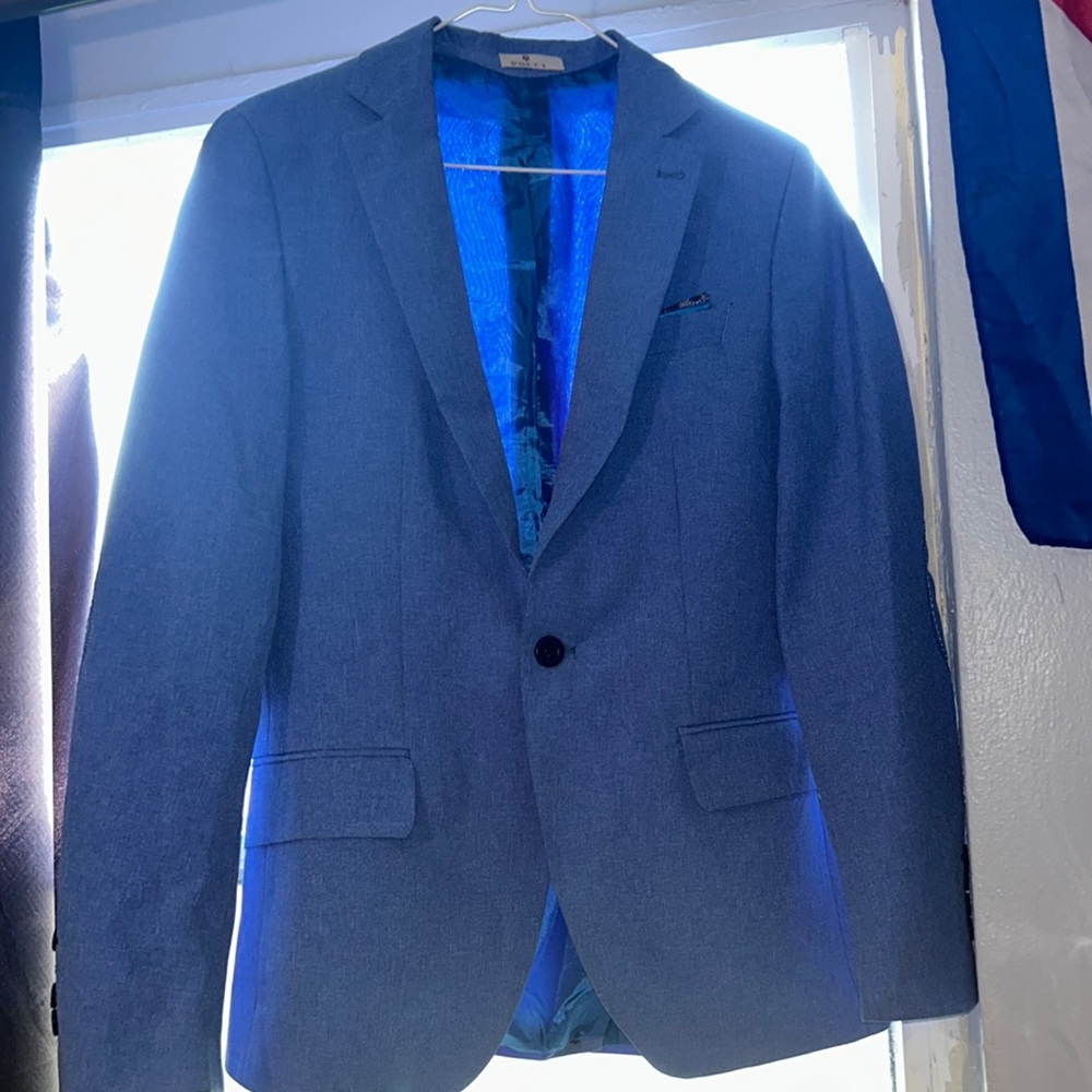 Pocci Blue Men’s Single-Button Blazer